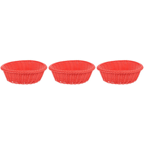 3Pcs Red Snack Serving Plate Fruit Bread Storage Basket 1