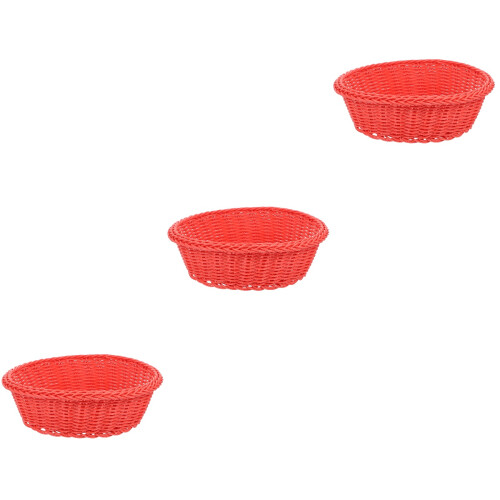 3Pcs Red Snack Serving Plate Fruit Bread Storage Basket 2