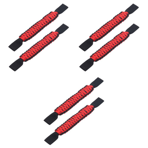 6Pcs Red Car Headrest Handles Easy Install Interior Safety Grab Bars 1