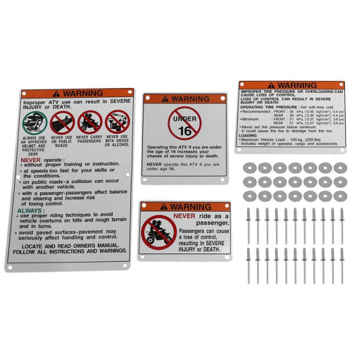4X per  Avvertimento Decalcomanie Etichette Adesive Etichette Nel Alluminio Raptor Blaster Banshee 1