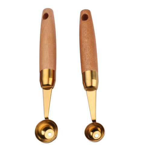 4Pcs Wooden Handle Fruit Ball Spoons Melon Baller Kitchen Tool 1