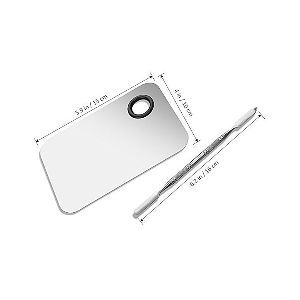 Tlily Silver 3X Professional Makeup Palette Tray Mixed Make Stainless Steel Liquid Foundation Palette Watercolor Art Makeup Tools