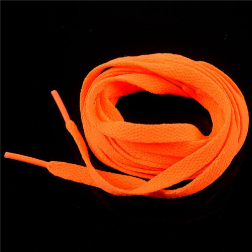 2X Trainers Replacement 8mm Wide Orange Flat String Shoelace Pair 1