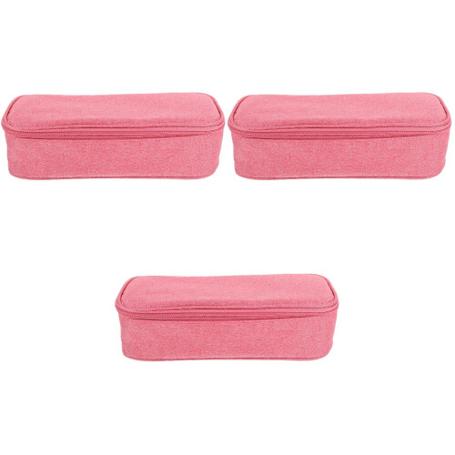 3Pcs Pink Electronic Organizer Bags Durable Fabric Storage for Travel 2