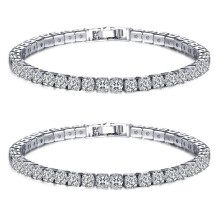 2X Cubic Zirconia 1 Row Tennis Chain Bracelet Men and Women Jewelry Brass / Copper Material Clasp Bracelet Link Jewelry