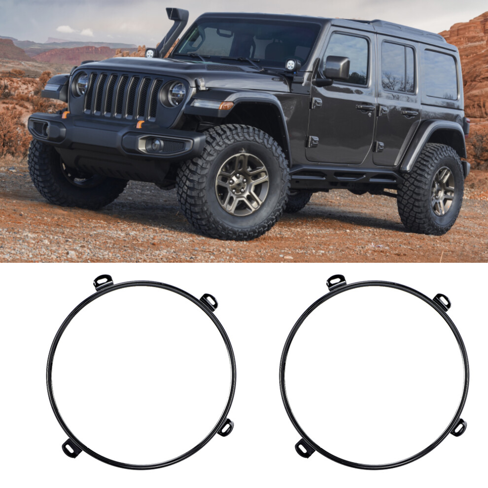 2Pcs Chrome Headlight Mount Bracket 7In Jeep Black 7790334876138