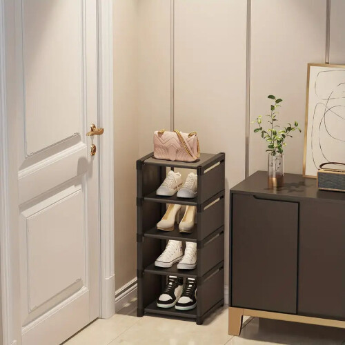 (Black, 5th-Floor) Step up your shoe storage with this space-saving tall rack