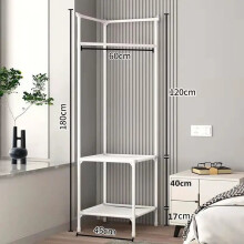 (Corner Shelf Two Layers White) Transform Neglected Corners into Organized Oases with this Chic Coat Rack