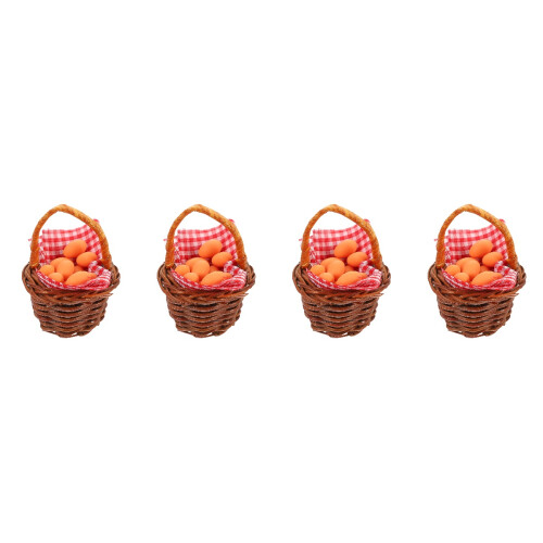 4Sets Miniature Basket with Egg Models for Dollhouse Decoration 2