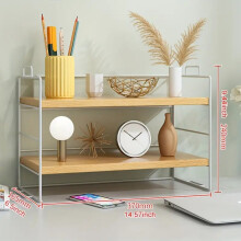 (Double Layer-White Frame Log) Two tiers of organization await you with our desktop rack