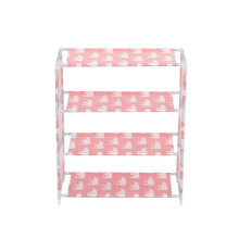 (Pink, 4-Tiers) Simplify your life with this Non-Woven Dustproof Shoe Rack