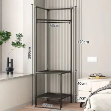 (Corner Frame Two Layers Black) Transform Neglected Corners into Organized Oases with this Chic Coat Rack