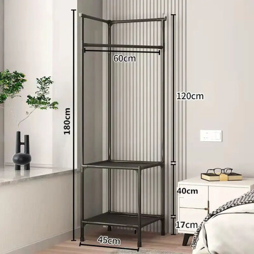 (Corner Shelf Two Layers White) Transform Neglected Corners into Organized Oases with this Chic Coat Rack 1