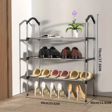 (Black, 3-Floors) Organize your shoe collection with this multi-layer shoe rack