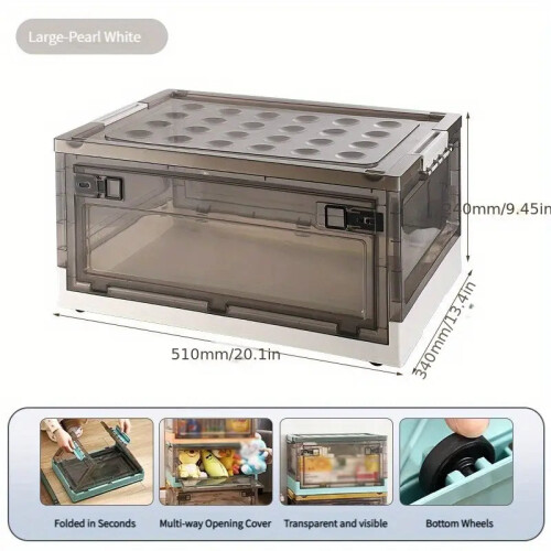 (Pearl White, Large) Stay organized with style using this roomy, stackable storage container