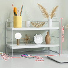 (Double Layer-White Frame White) Two tiers of organization await you with our desktop rack