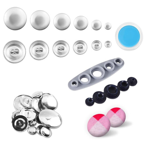 120Pcs Button Covers, Cover Button Kit with 6 Sizes, DIY Fabric Covered Buttons with 2 Installation Tools for DIY Lovers 1