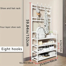 (4 Layers Of Small White) Two-in-One Wonder: A Shoe Rack and Coat Rack in Perfect Harmony