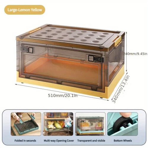 (Lemon Yellow, Large) Stay organized with style using this roomy, stackable storage container