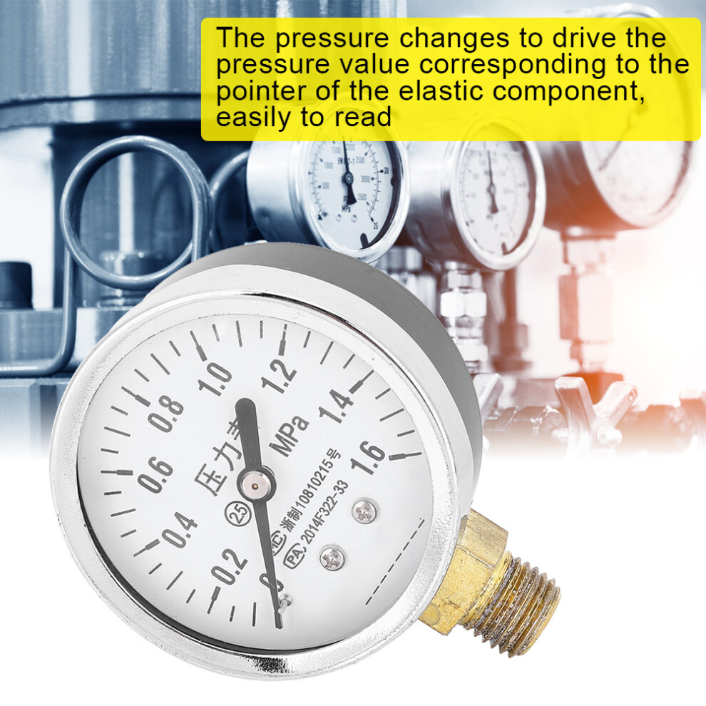 Y60 Pressure Gauge 0-1.6Mpa Brass 60Mm Shockproof Durable 8771392494990