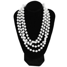 4X Long Artificial Pearl Necklace White Jewelry Accessory for Flapper Girl Costume 1920s