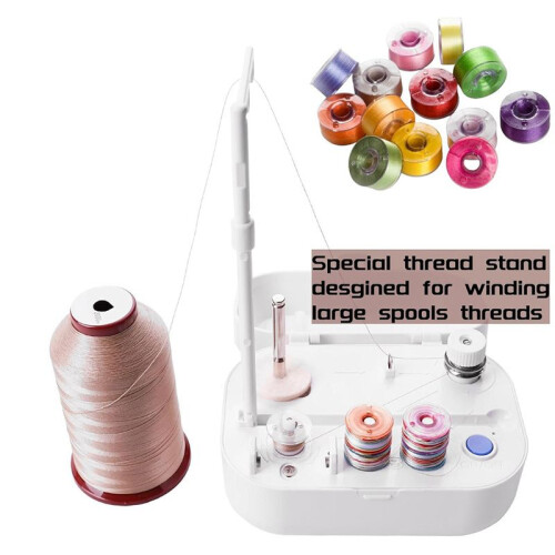 2X Automatic Bobbin Winder with Auto Stopper, Large Spool Thread Holder for Sewing Machine Thread Winding Use 2