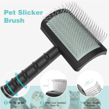 2X Escova Slicker Firme para CãEs - Escova Slicker de Pino Extra Longo para Cachorro  Escova de Arame e DepilaçãO (Preta)