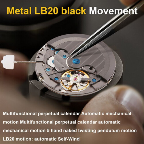 Multi-Functional Perpetual Calendar Automatic Mechanical Movement 5Hands Bare Torsion Pendulum Movement LB20 2