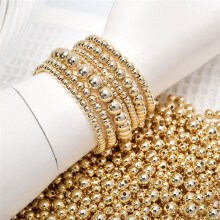 500 Pièces de Perles D'Espacement Remplies D'Or, Perles de Bracelet Rondes, Perles en Laiton en Métal Lisse Sans Couture, pour Bijoux de Bracelet de
