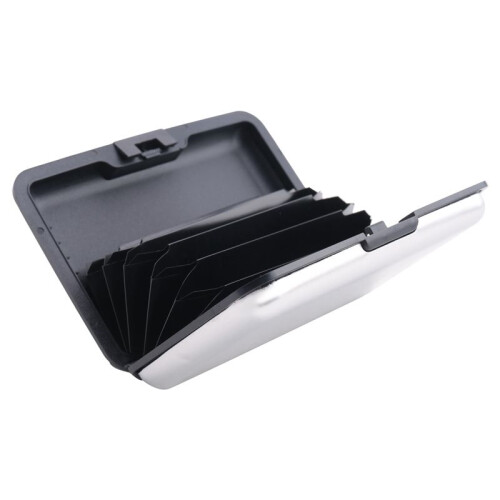 2X Aluminium Case Credit Card Holder Metal Wallet, One Size in Silver 1