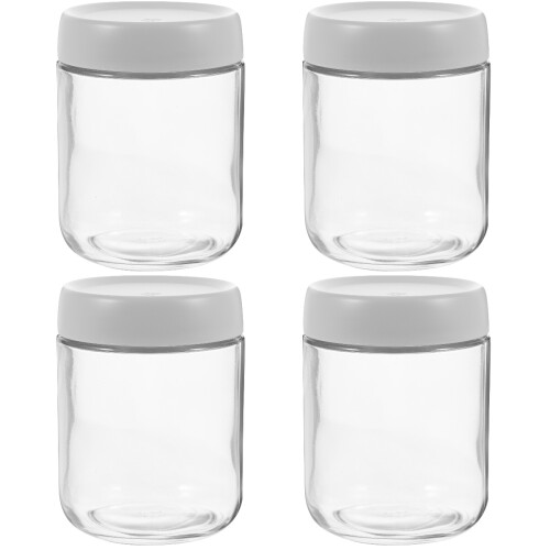 4Pcs Sealed Beige Glass Jars for Multigrain Coffee and Kitchen Storage 1