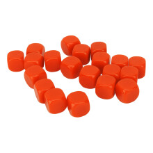 Set di 20 dadi di plastica arancione con angoli arrotondati da 16 mm per giochi di festa e educazione