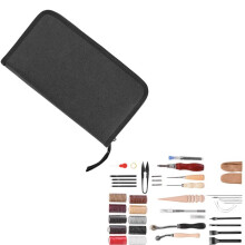 Kit de Ferramentas de Trabalho em Couro-Duoku-38 Ferramentas-com Saco de Tecido Portátil, Ferramentas de Gravação, Perfuração, Estampagem e Corte