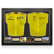 Geraint Thomas And Chris Froome Signed Tour De France Jerseys. Dual Frame Gold