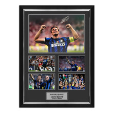 Javier Zanetti Signed Inter Milan Football Photo: UCL Winner Presentation. Deluxe Silver