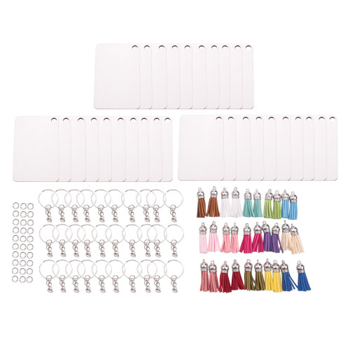 Sublimation Keychain Blanks Bulk 120Pcs Keychain Blanks Set with Rectangle Sublimation Blanks,for DIY Keychain Crafting 1