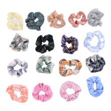 Haaraccessoirescollectie voor meisjes, duurzame scrunchies met zacht elastisch bandje, modieuze versieringen in ruitjespatroon, rekbaar.