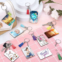 Sublimation Keychain Blanks Bulk, 240Pcs Sublimation Keychain Blanks Set with Tassels, Keychain Circle, Keychain
