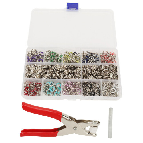 200 Sets Prong Ring Snap Button Kit with Pliers, Rust-Resistant Iron Fasteners 1