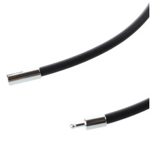 2pcs 3mm Black Rubber Cord Necklace with Stainless Steel Closure - 24 Inch