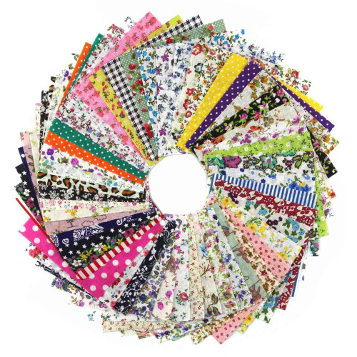 2X DIY Quilting Patch 60Pcs 10cmx10cm Charm Pack Cotton Fabric Patchwork Bundle Fabrics Cloth Sewing 1