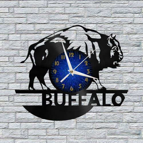 Ρολόι τοίχου με δίσκο βινυλίου Buffalo 12" – Αθόρυβο, δημιουργικό διακοσμητικό για
