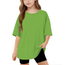 Basic T-shirts voor jongens en meisjes, oversized baggy shirts met korte mouwen, effen casual shirts met ronde hals, losse zomershirts.