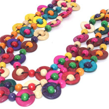 2X Bohemian Coconut Shell Wood Bead Necklace for Women Girls Jewelry Handmade Beaded Long Necklace Mothers Day Gifts