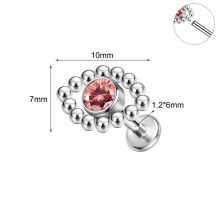 Piercingové náušnice z nehrdzavejúcej ocele 16g s labretom a piercingom do tragusu s CZ vzorom Medusa Monroe, 4-1/4 palca, 6 mm.