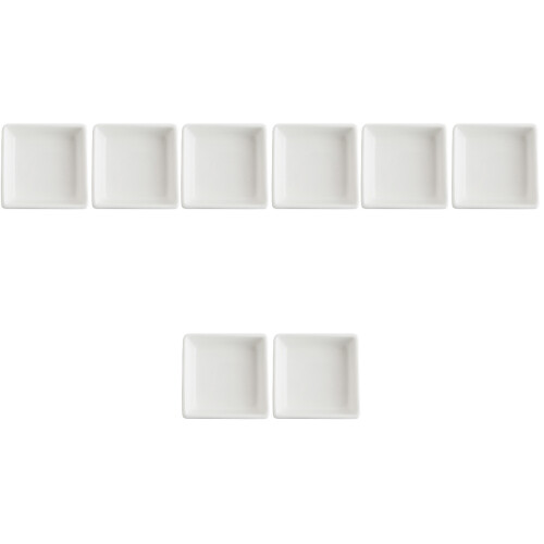 8Pièces Assiettes Carrées Blanches Pour Snack Service En Cuisine 1
