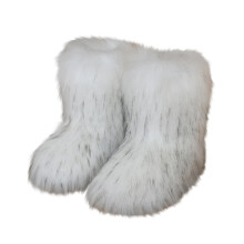 Willtoo Damen-Kunstfellstiefel, warm, bequem, flach, flauschig, kurz, Snow2025Boot, mittelhohe Stiefel, Weiß, US-9 (EU-42)