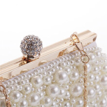 2X Evening Wedding Clutch Handbag Pearl Bag Dress Dinner Bag Small Purse Bridesmaid Handbag White