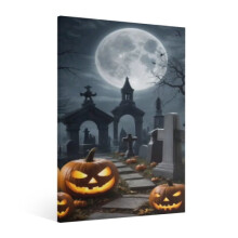 Vintage Halloween Pumpkin Lantern Canvas Wall Art – Spooky Gothic Poster, Compatible with Bar/Living Room/Bedroom Decor