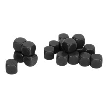 Dés 20 pièces en plastique noir, radius de 16 mm, coins arrondis, pour l'enseignement, les jeux et les fêtes